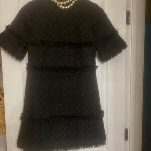 Ann Taylor Black Textured Mini Dress